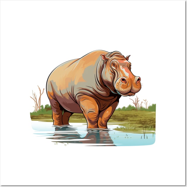 River Hippopotamus Wall Art by zooleisurelife